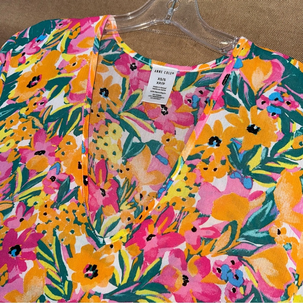 Anne Cole NWT! Women'S Floral-Print Sunshine Flounce V-Neck Tunic Cover-Up - Picture 7 of 15